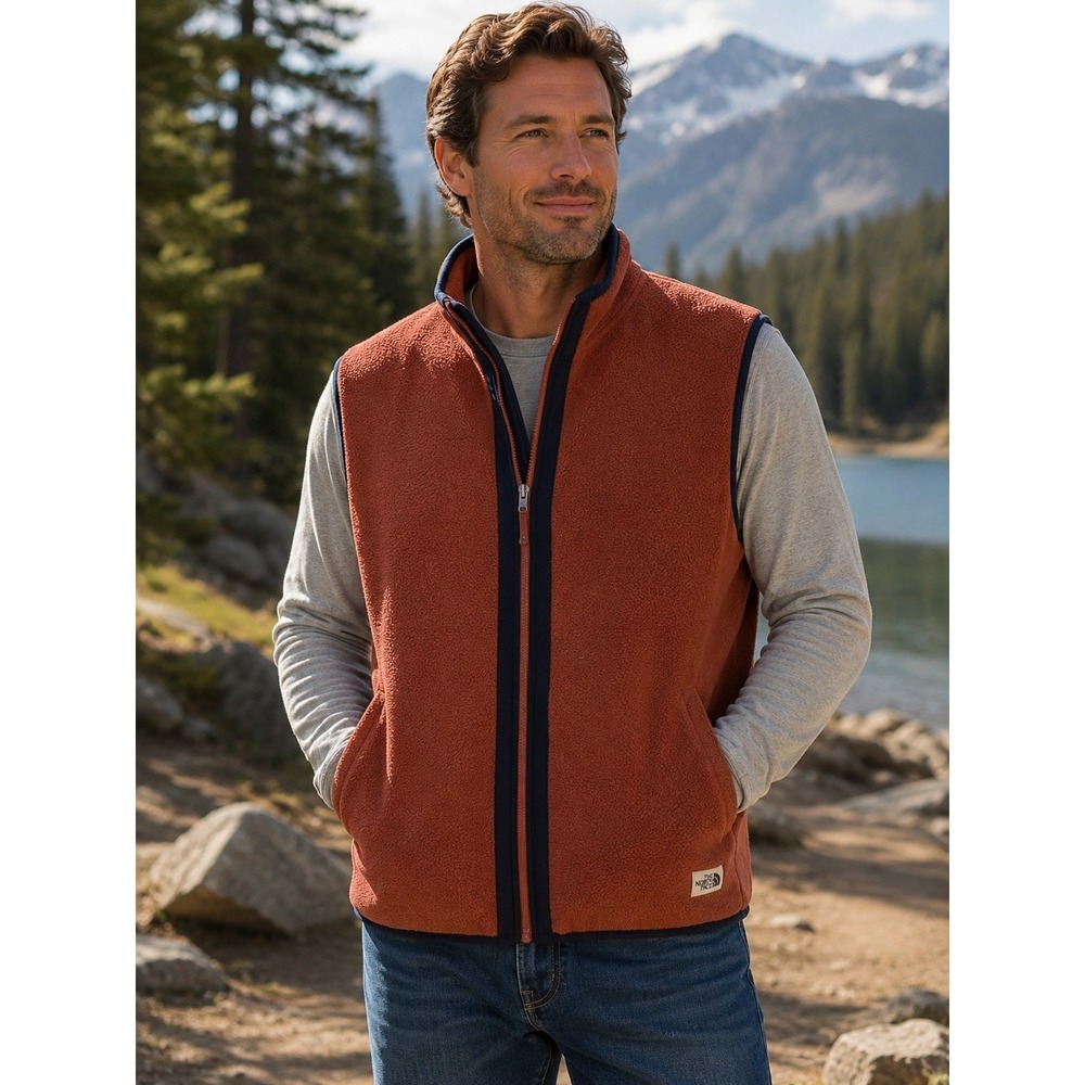 NORTH FACE Men's XXL Carbondale Brown Vest Jacket -1494
